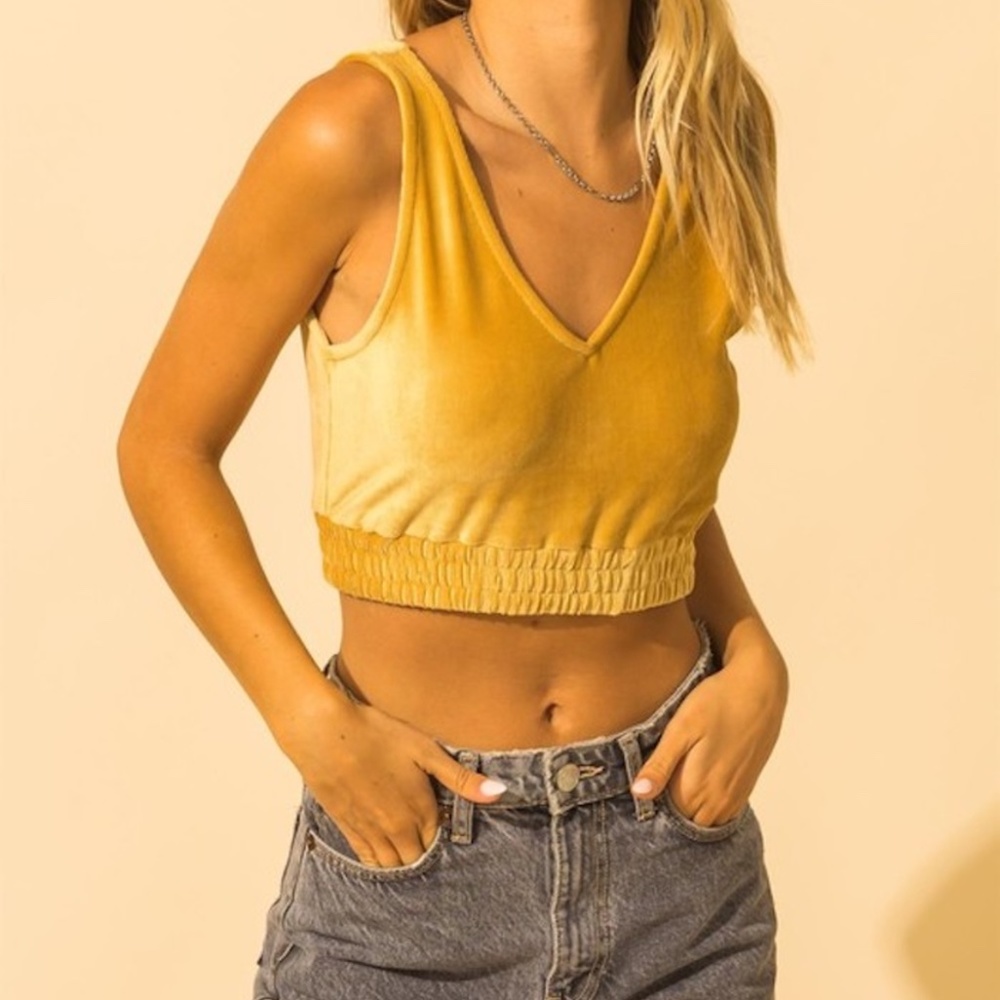 Velvet V-Neck Crop Top